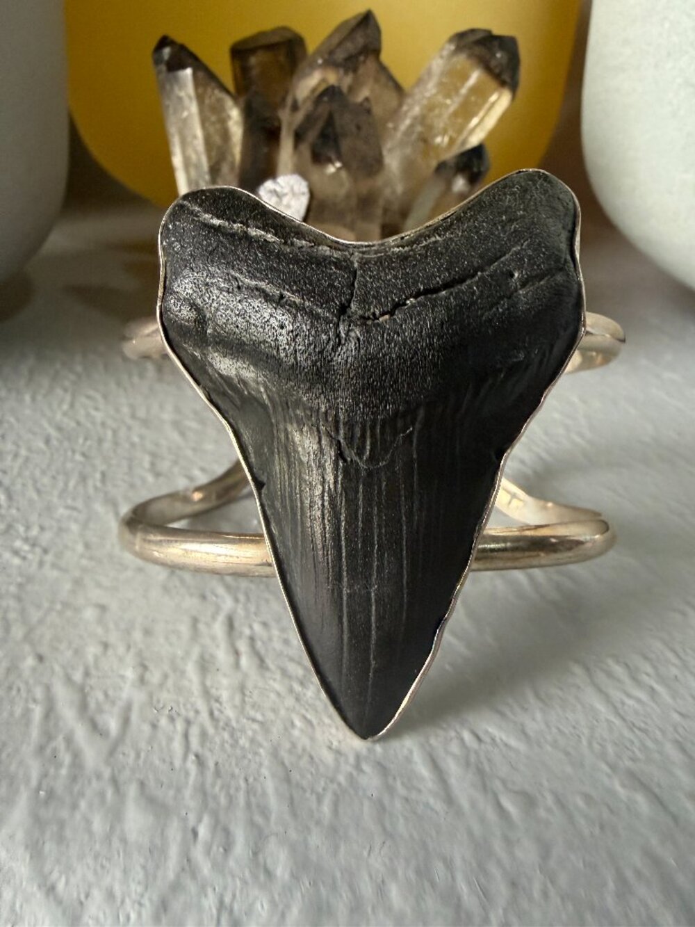 Charles Albert - Megalodon Shark Tooth Fossil Sterling Silver Cuff Bracelet